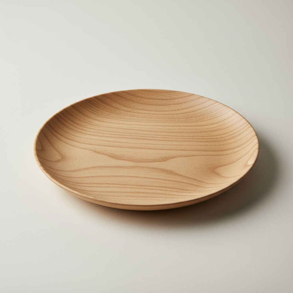 Wood-tone dessert plate with beige finish